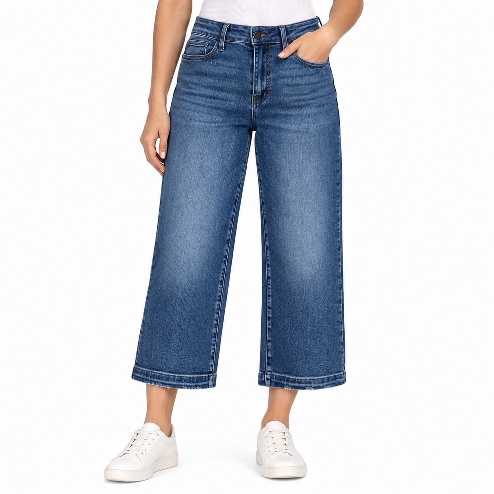 Judy Blue Wide Leg Cropped Jeans 7/28 Trousers Denim